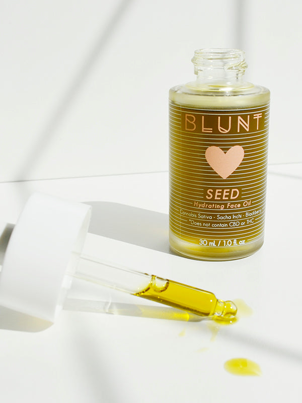 Natural formula, unrefined hemp seed oil. SEED Hydrating Face Oil by Blunt skincare